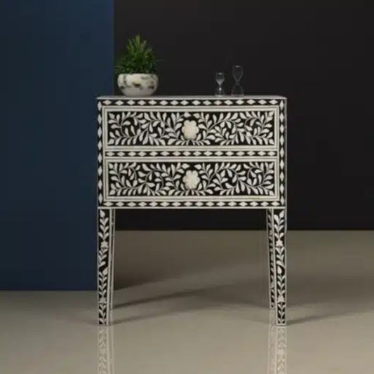 Starry Elegance Bone Inlay Bedside Table