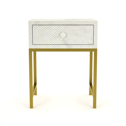 Classic Ivory Bone White Bedside Table