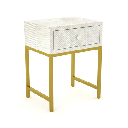 Classic Ivory Bone White Bedside Table