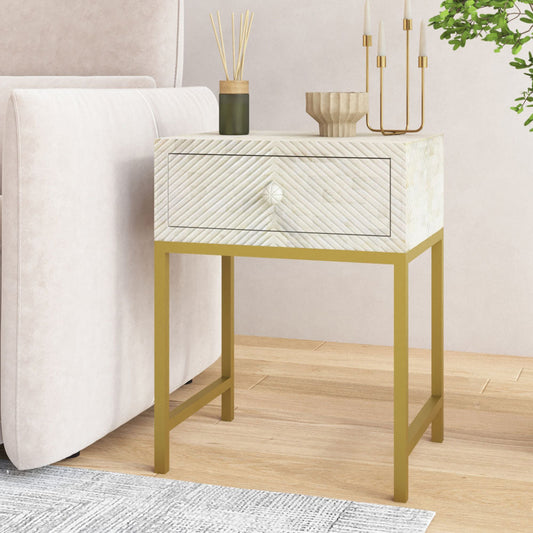 Classic Ivory Bone White Bedside Table