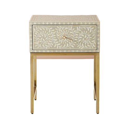 Classic Ivory Bone Grey Bedside Table