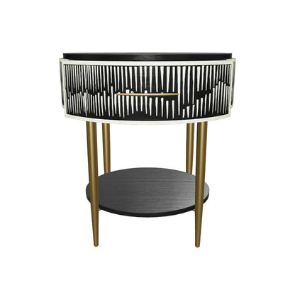 Celestial Mosaic Black Bedside Table