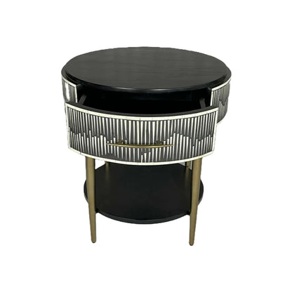 Celestial Mosaic Black Bedside Table