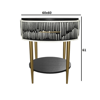 Celestial Mosaic Black Bedside Table