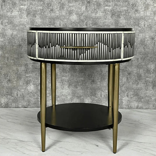 Celestial Mosaic Black Bedside Table