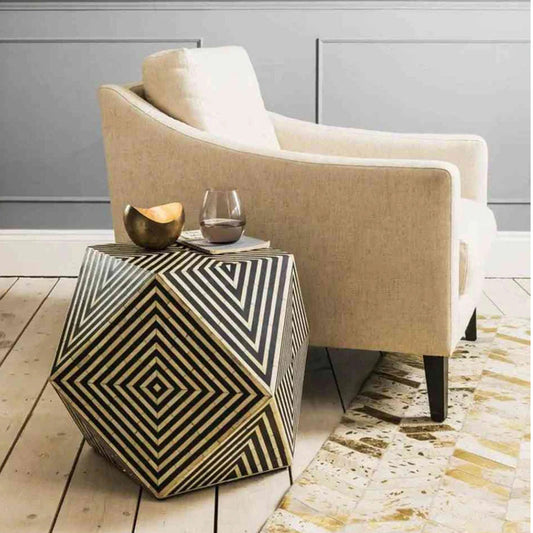 Vintage Bloom Black End Table