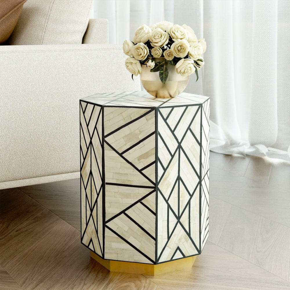 Vintage Bloom Black End Table