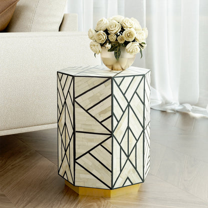 Vintage Bloom Black End Table