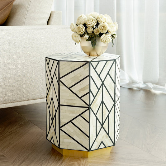 Vintage Bloom Black End Table