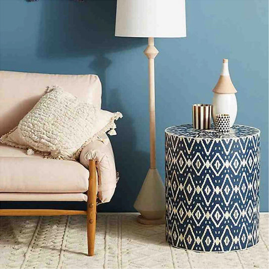 Vintage Bloom Blue End Table