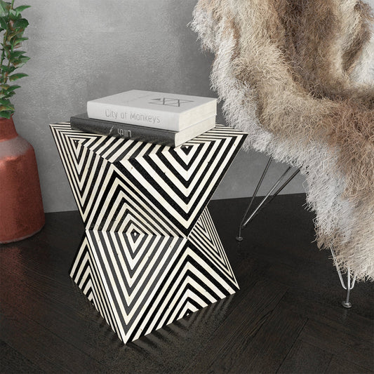Ethereal Charm Black & White End Table