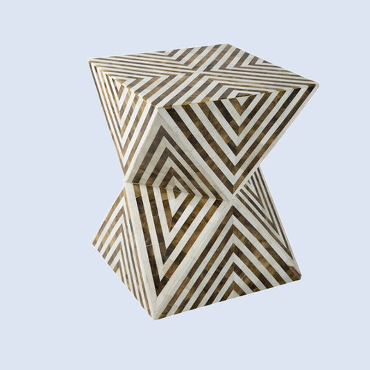 Ethereal Charm Brown & White End Table