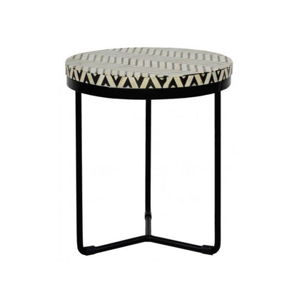 Regal Petal Inlay Black End Table