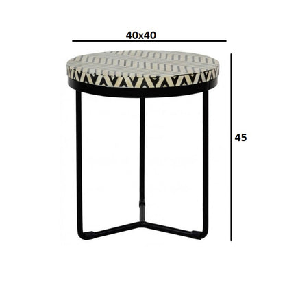 Regal Petal Inlay Black End Table