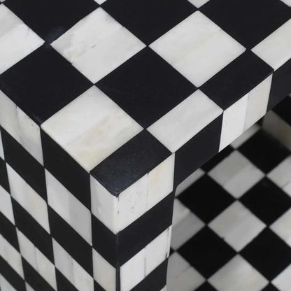 Regal Petal Inlay Black & White End Table