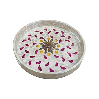 Stylish Decor White & Pink Tray