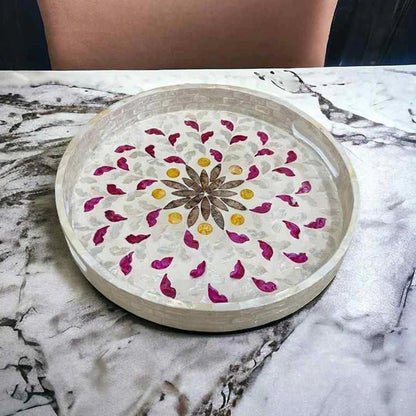 Stylish Decor White & Pink Tray