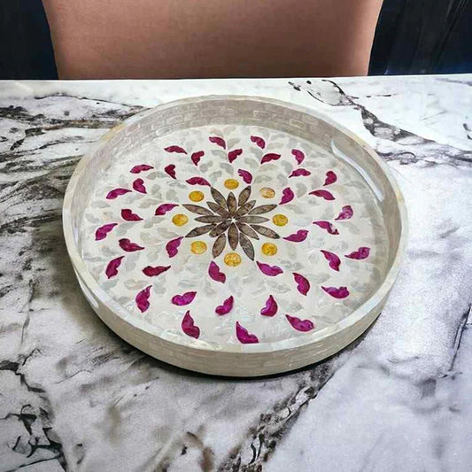 Stylish Decor White & Pink Tray