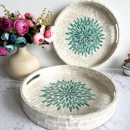 Stylish Decor White & Green Tray