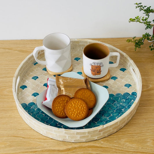 Stylish Decor Deep Blue & White Tray