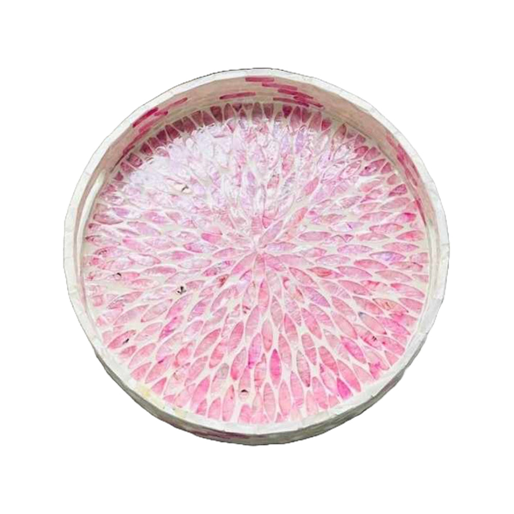 Stylish Decor Cream White & Pink Tray
