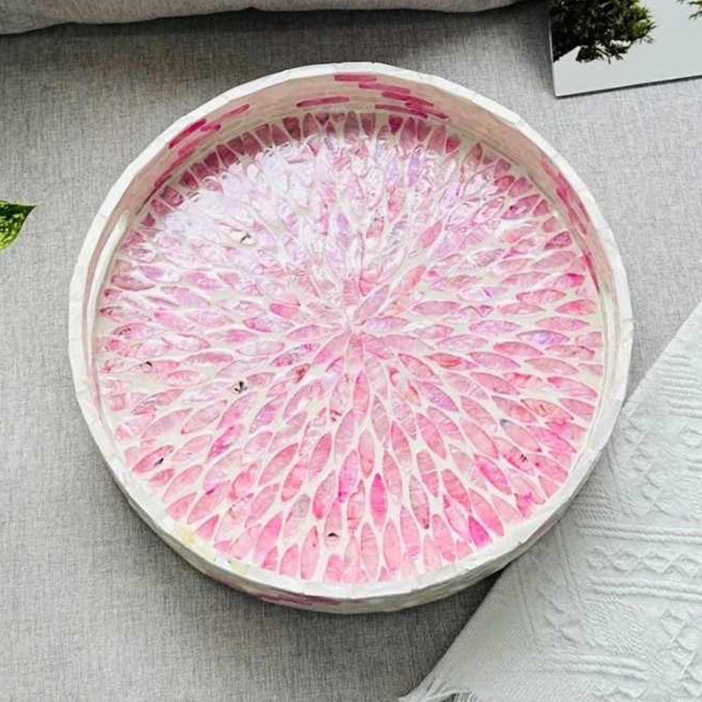 Stylish Decor Cream White & Pink Tray
