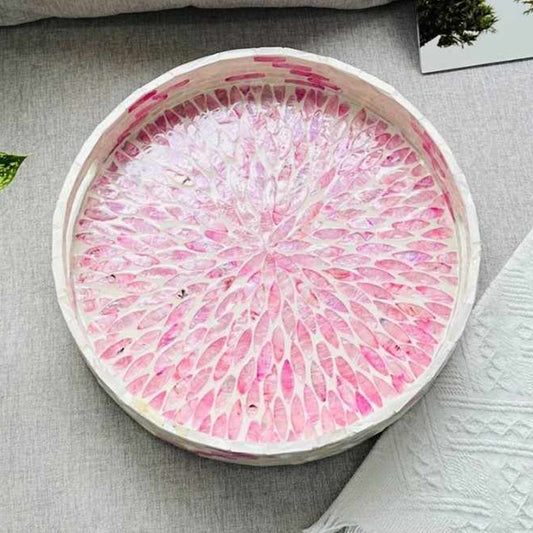 Stylish Decor Cream White & Pink Tray