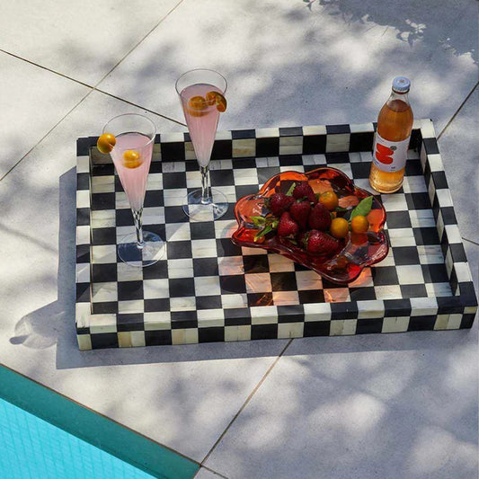 Chess Décor Black & White Tray