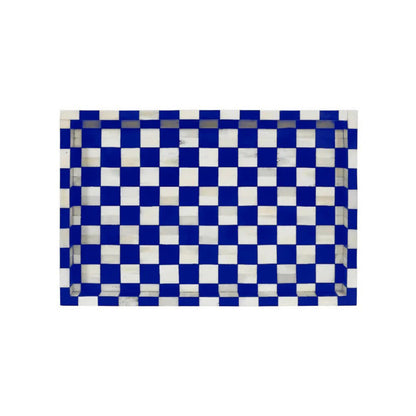 Chess Décor Blue & White Tray