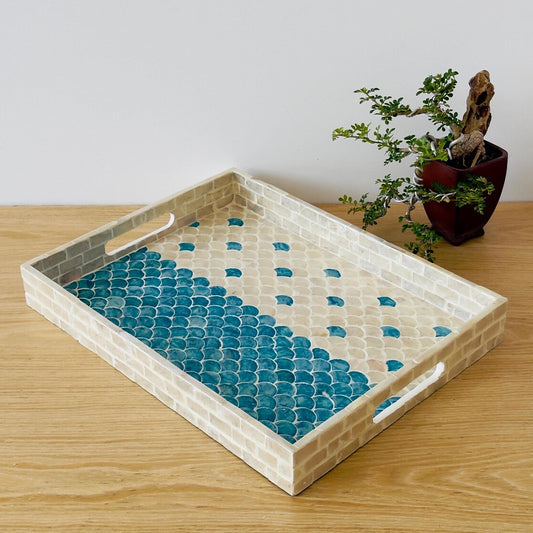Indian Hub Design Blue & White Tray