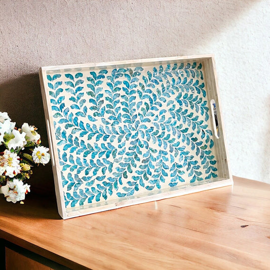 Indian Hub Design Green & White Tray