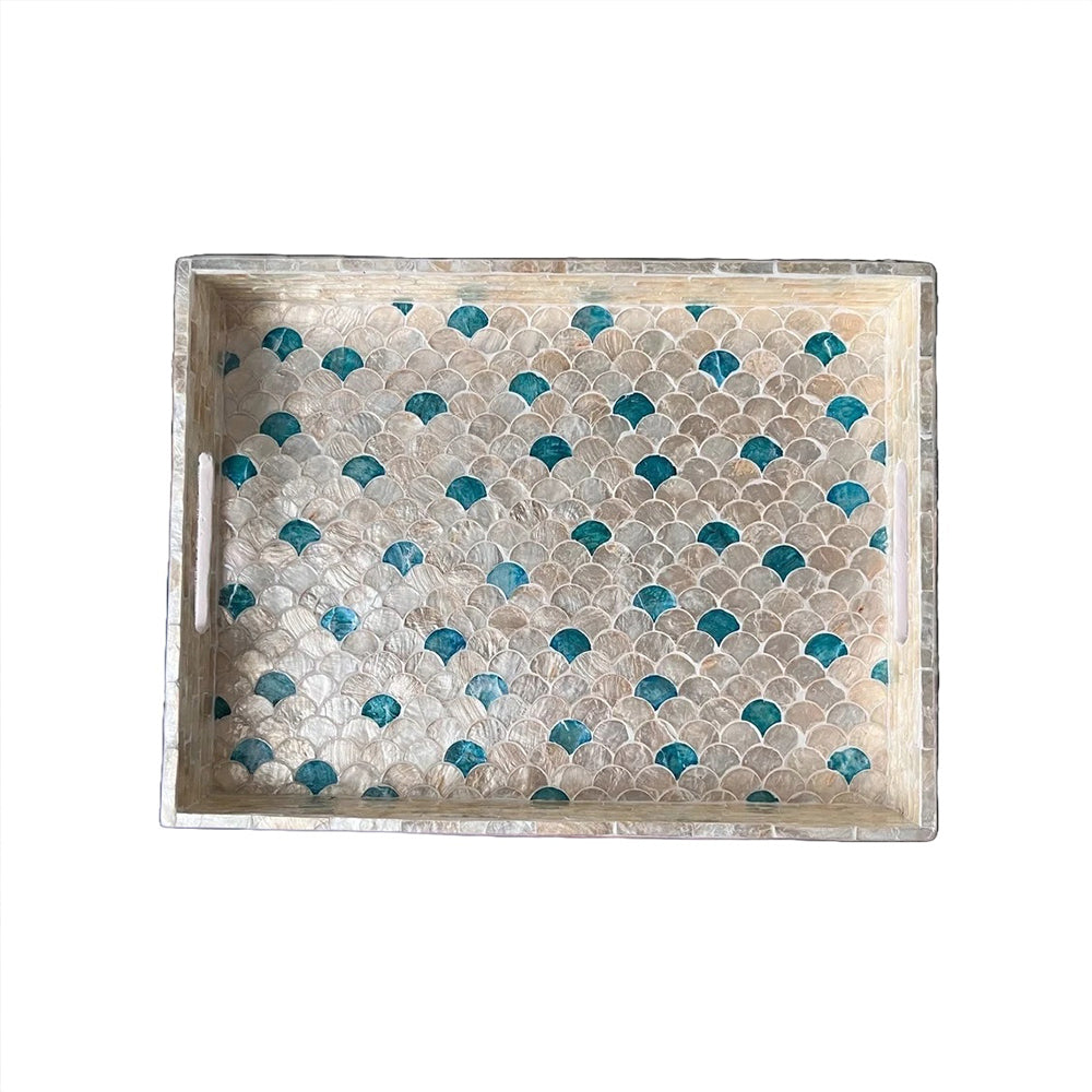 Indian Hub Design Dark Blue & White Tray
