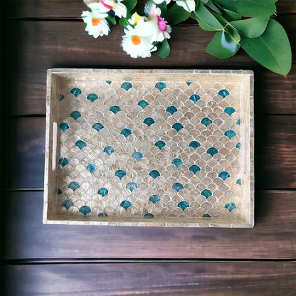 Indian Hub Design Dark Blue & White Tray