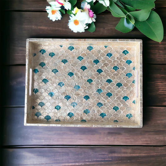 Indian Hub Design Dark Blue & White Tray