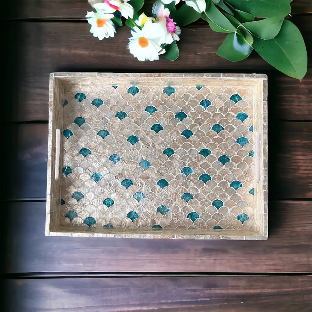 Indian Hub Design Dark Blue & White Tray