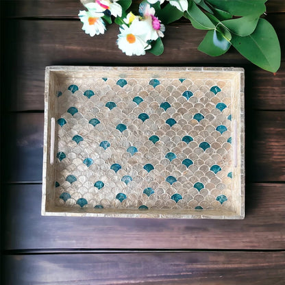 Indian Hub Design Dark Blue & White Tray