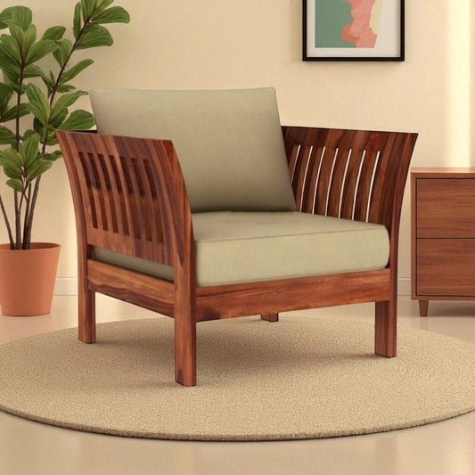 Elegant 1-Seater Solid Wood Sofa – Timeless Style & Lasting Comfort
