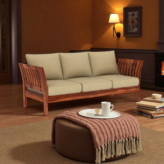 Artisana 3-Seater Wooden Sofa – Timeless Design with Lasting Comfort