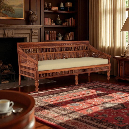 Classic 3-Seater Solid Wood Sofa – Timeless Craftsmanship & Everyday Comfort
