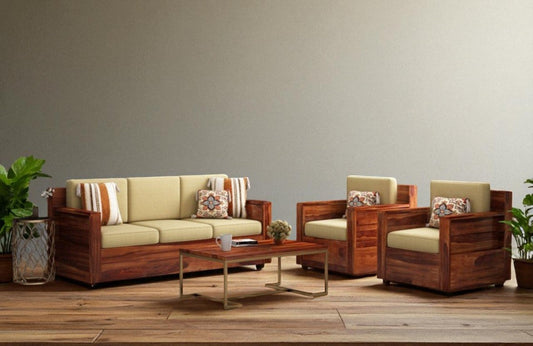 Ojasya Wooden Sofa Set in 3+1+1 Seating