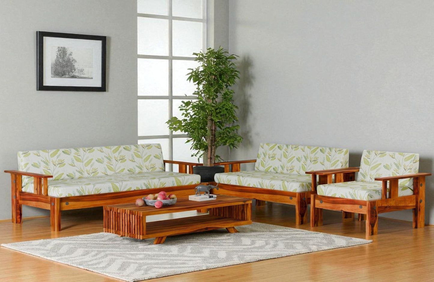Tanirika Wooden Sofa Set in 3+1+1 Seating