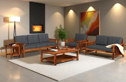 Saarvan Wooden Sofa Set in 3+1+1 Seating