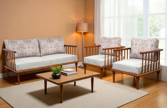 Kalpataru Wooden Sofa Set in 3+1+1 Seating