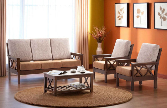 Anvaya wooden Sofa Set in 3+1+1 Seating