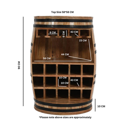 Rough Swan Timber Barrel Wine Bar Cabinet