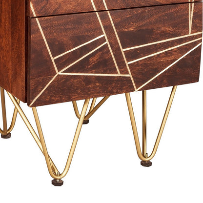 Boston Dark Gold 2 Drawer Bedside Table
