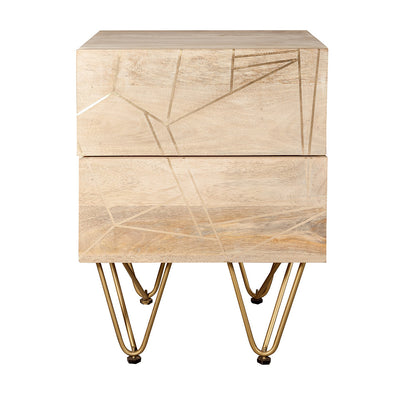 Boston Light Gold 2 Drawer Bedside Table