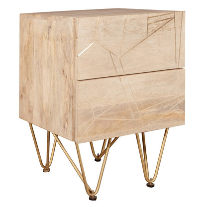 Boston Light Gold 2 Drawer Bedside Table