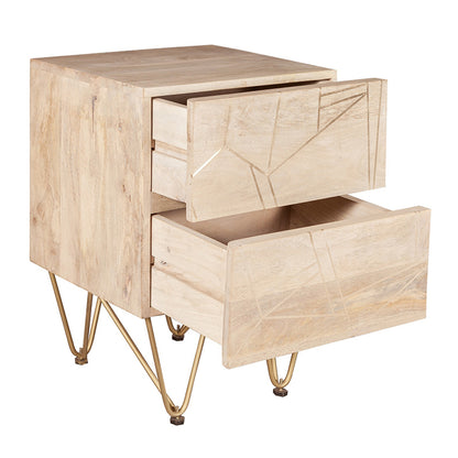 Boston Light Gold 2 Drawer Bedside Table