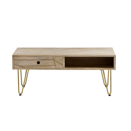 Boston Light Gold Rectangular Coffee Table With Drawer